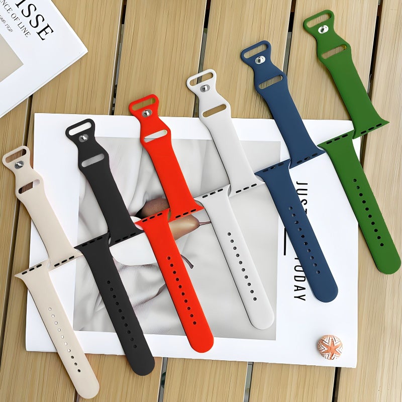 6 Pack Silicone Strap 42mm 46mm 49mm Waterproof Soft Band for Apple Watch Series 1-10 Ultra - Image 4