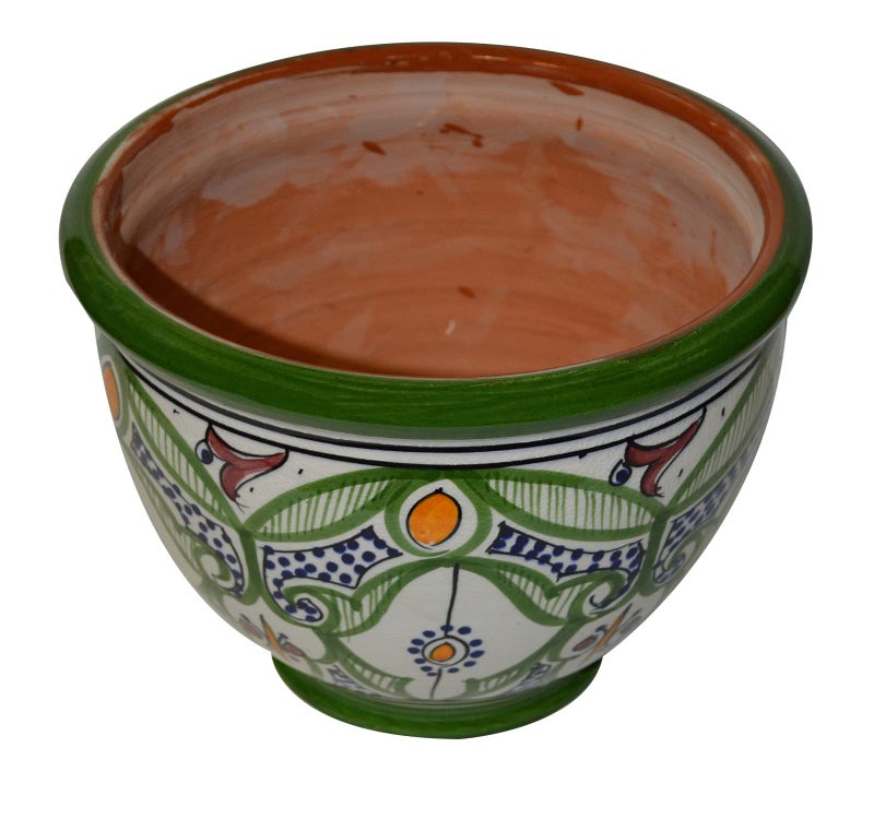 Treasures Of Morocco كنوز المغرب وعاء الزهور المغربي الإسباني للحديقة مع فتحة تصريف، مزهرية خزفية يدوية الصنع متعددة الألوان - Image 3