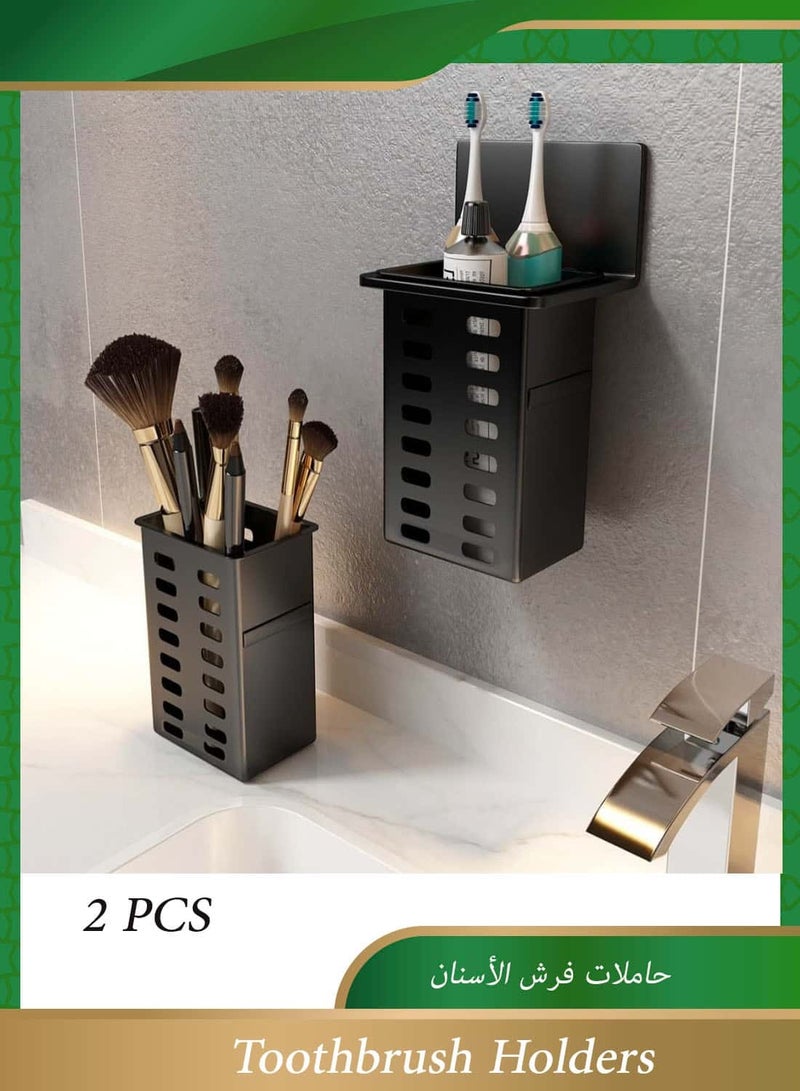 Anmi 2-Piece Toothbrush Holders, Wall Mounted Bathroom Countertop Organizer, Razor Organizer for Toiletry Tooth Brush Holder - Image 1