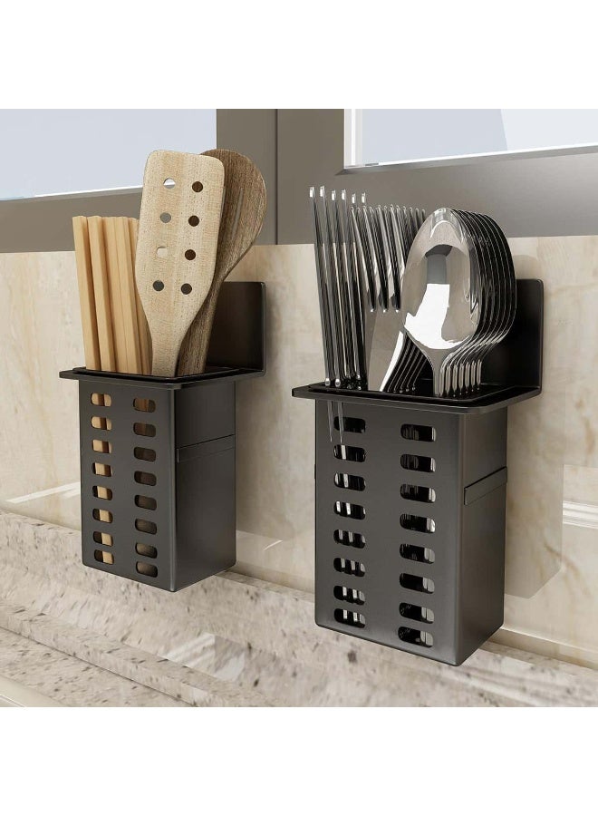 Anmi 2-Piece Toothbrush Holders, Wall Mounted Bathroom Countertop Organizer, Razor Organizer for Toiletry Tooth Brush Holder - Image 2