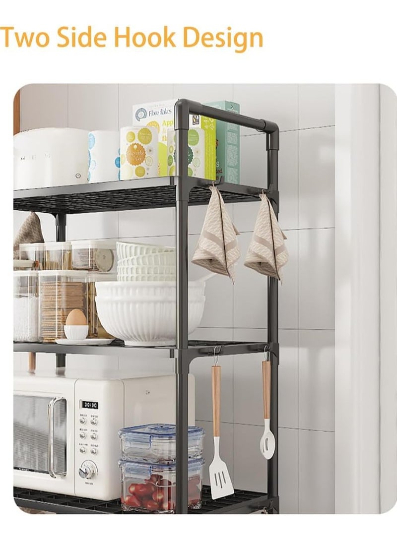 4-Tier Kitchen Shelving Unit,Storage Shelves Organizer with Side Hooks & Handle,Modular Garage Rack Storage Organizer for Laundry Utility Room Bathroom Kitchen Garage Pantry Organization White  - Image 4