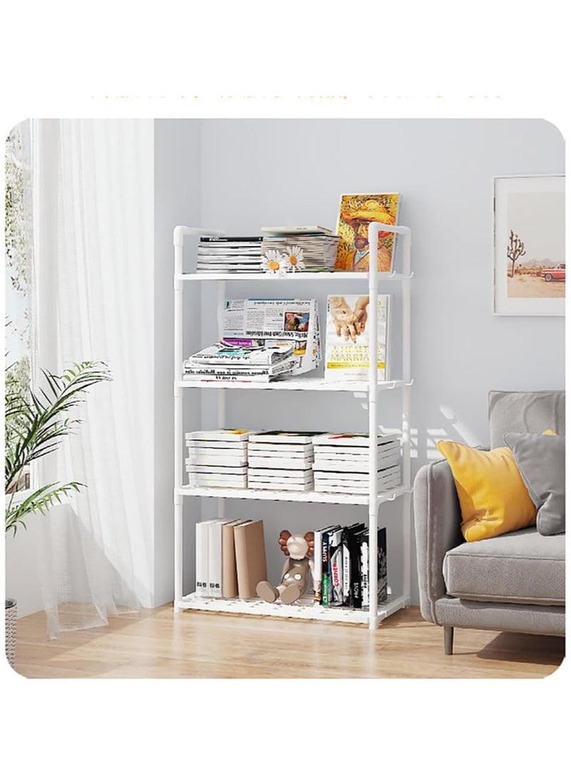 4-Tier Kitchen Shelving Unit,Storage Shelves Organizer with Side Hooks & Handle,Modular Garage Rack Storage Organizer for Laundry Utility Room Bathroom Kitchen Garage Pantry Organization White  - Image 2