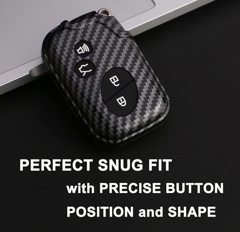Muxkenper Key Fob Cover Case Fit for 2005-2018 Lexus ES350 GS300 GS350 GS430 GS450h ISC IS250 IS350 LS460 LS600h Keyless Entry Remote Case Holder ABS Carbon Fiber Pattern (Black) - Image 3