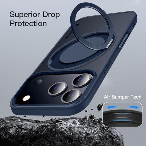 KARWAN Tough Shockproof Armor Back Case Cover Compatible with iPhone 17 Pro Max with 360 Degree Rotation Magnetic Attraction Ring Holder Heavy Duty Rugged Cover with Magnetic MagEase Wireless Charging - Image 4