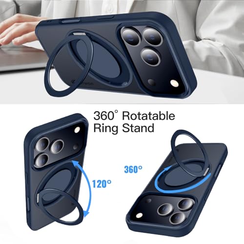 KARWAN Tough Shockproof Armor Back Case Cover Compatible with iPhone 17 Pro Max with 360 Degree Rotation Magnetic Attraction Ring Holder Heavy Duty Rugged Cover with Magnetic MagEase Wireless Charging - Image 3
