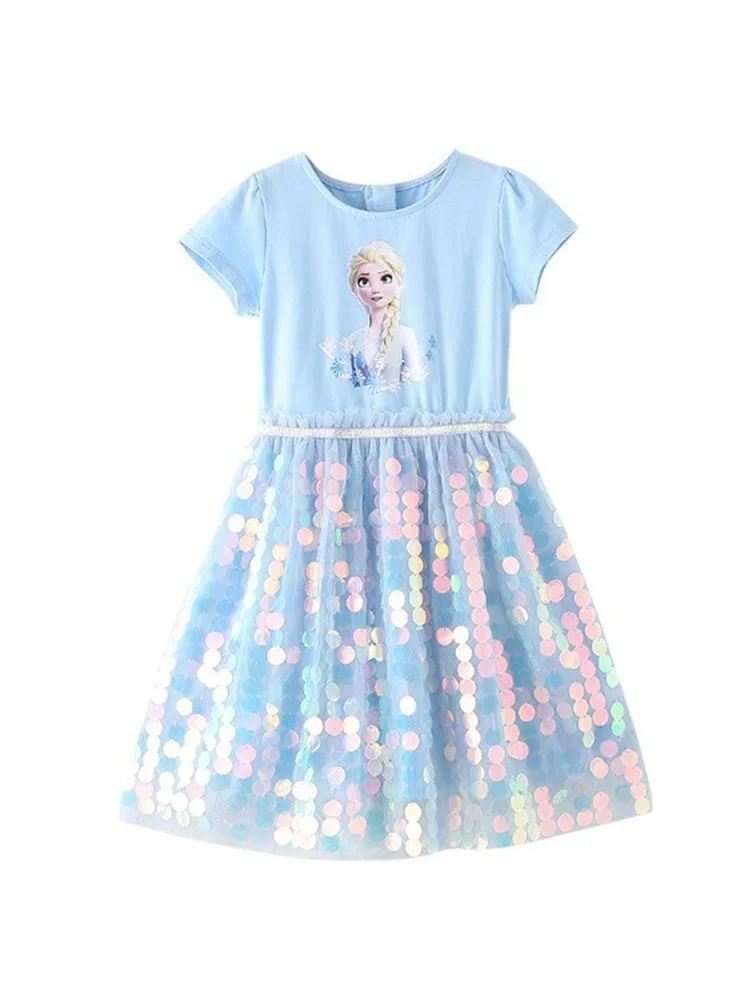 D'Daniela Elsa Glitter Dress Light Blue with back zipper