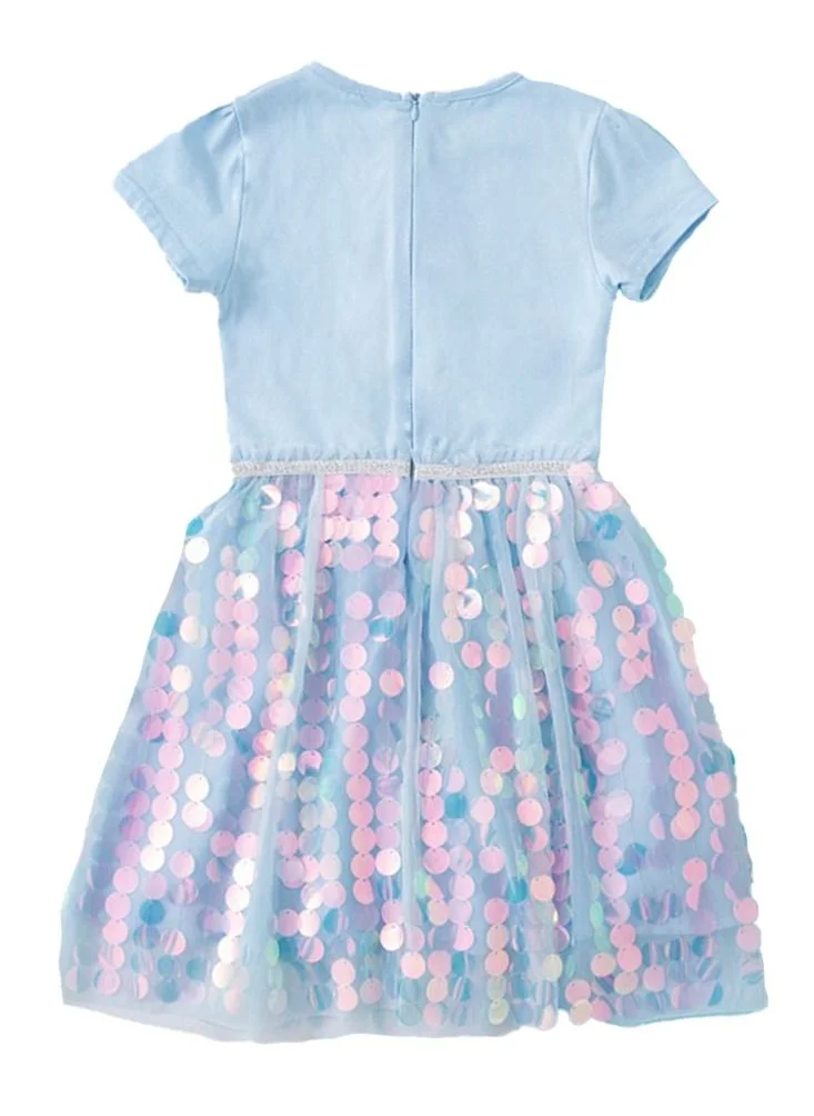 D'Daniela Elsa Glitter Dress Light Blue with back zipper