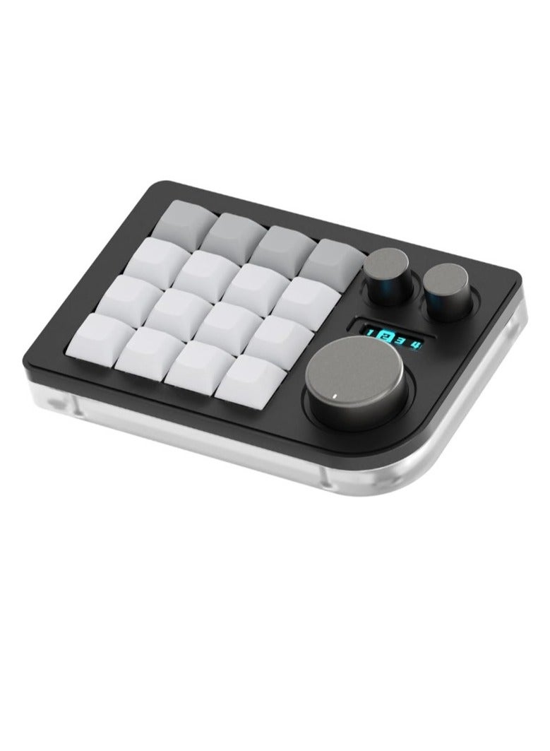 Triple Knob Macro Pad, Programmable Designer Mini Keyboard, One Handed Macro Mechanical Keyboard Portable Keyboard For Gaming Design Software Drawing, (1pc, Black) 