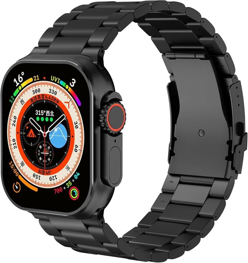 Dado Lightweight Titanium 3 Beads Strap Compatible with Apple Watch Ultra 2/Ultra/Series 10–7, 49/46/45/44mm, Double Secure Buckle - Image 2