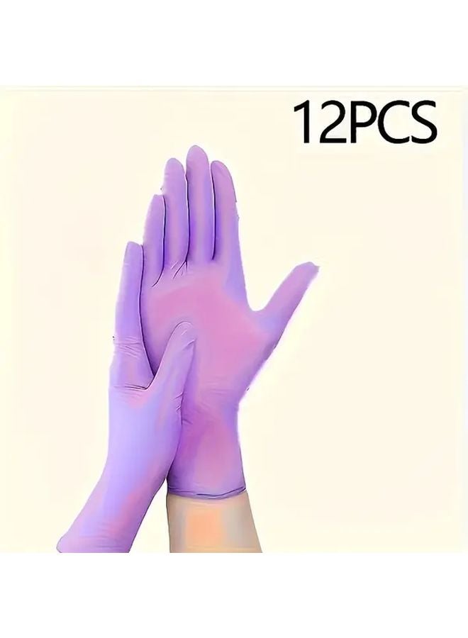 Lightweight Purple Disposable Nitrile Gloves 12 Pairs L Size Powder Free Home Kitchen Care - Image 1