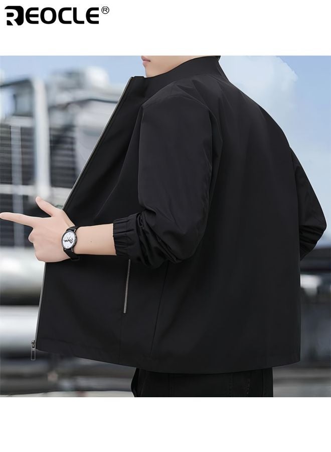 REOCLE Men's Lightweight Jacket with Full Zip and Windbreaker Design Business Casual Coat with Waterproof Feature for Golf Work Wear - Image 2