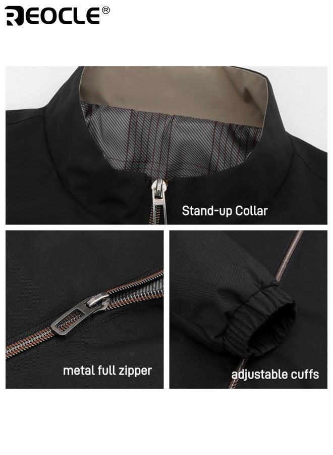 REOCLE Men's Lightweight Jacket with Full Zip and Windbreaker Design Business Casual Coat with Waterproof Feature for Golf Work Wear - Image 4