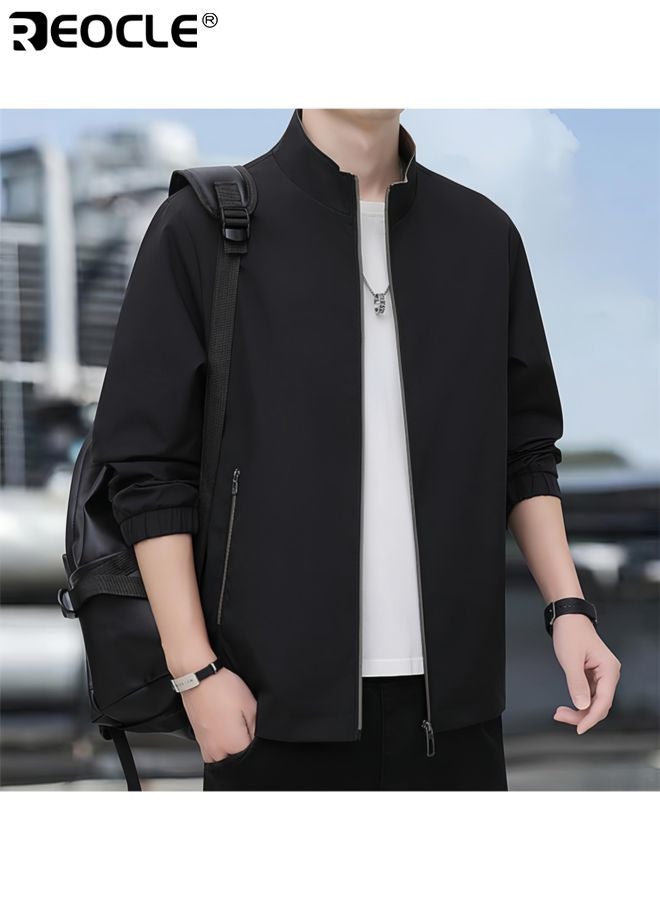 REOCLE Men's Lightweight Jacket with Full Zip and Windbreaker Design Business Casual Coat with Waterproof Feature for Golf Work Wear - Image 3