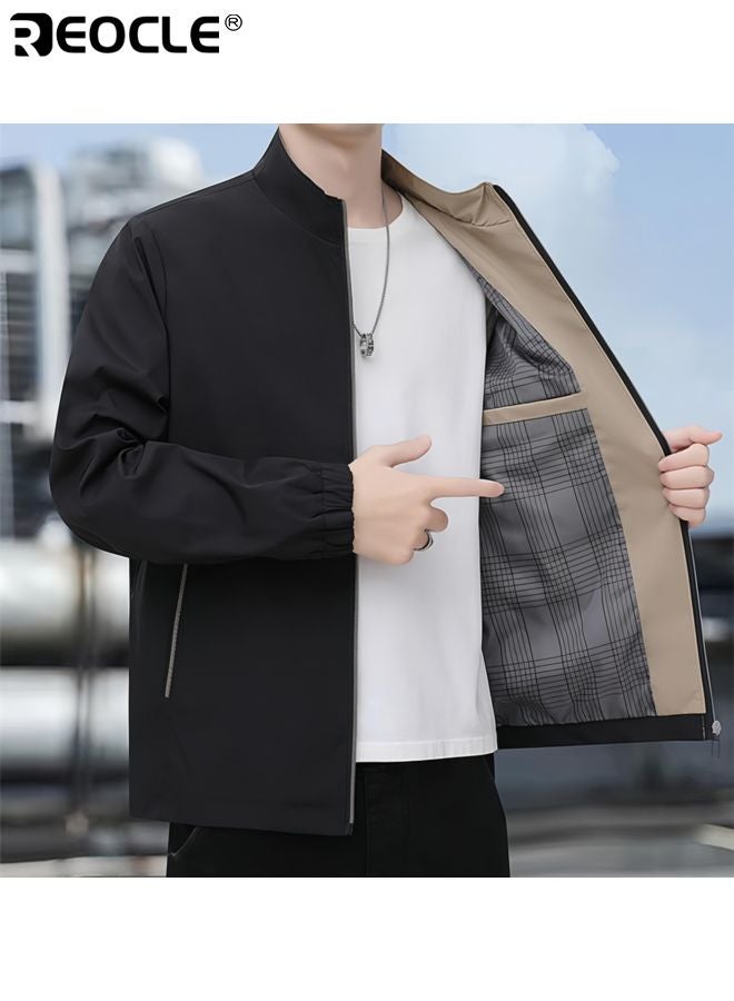 REOCLE Men's Lightweight Jacket with Full Zip and Windbreaker Design Business Casual Coat with Waterproof Feature for Golf Work Wear - Image 1