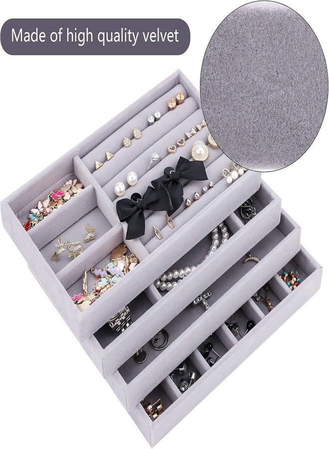REMICH Velvet Jewelry Organizer Tray – Jewellery Divider Storage Compartments Stackable Display Box – Display Trays Showcase For Dresser Insert – Earring,Ring,Bracelet,Brooch,Watch,Multi-slot Design - Image 5