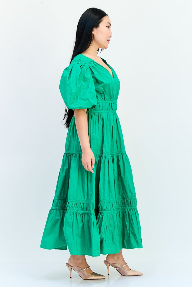 Another Sunday Women Solid A-Line Dress, Green - Image 3