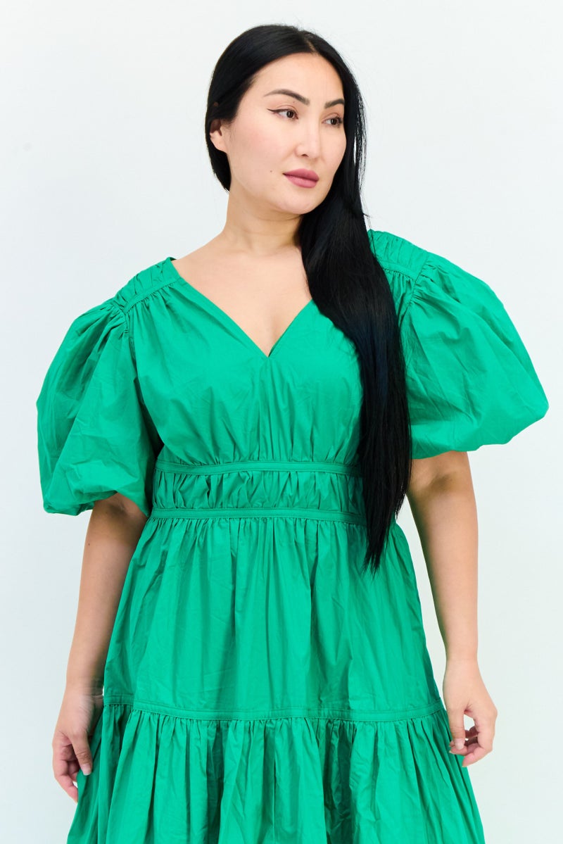 Another Sunday Women Solid A-Line Dress, Green - Image 2