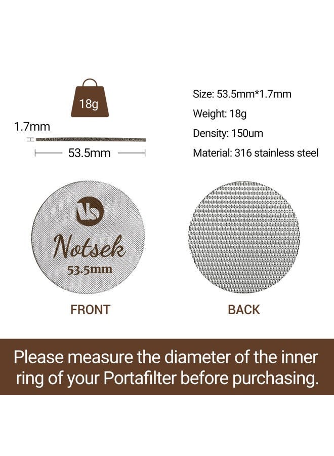 NOTSEK Puck Screen 54mm, Espresso Puck Screen for 54mm Portafilter, with Acrylic Storage Box, Resuable 1.7mm Thickness 150μm, 316L Stainless Steel, Coffee Filter Screen, Lower Shower Screen - Image 2