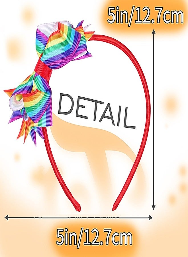Doneace Rainbow Headband Gay Pride Day Hair Accessories for Girls Kids Ribbon Bow Head Bopper Rainbow Hairband LGBT Pride Decorations for Women Men Parade Party Decor Wedding Birthday 1PCS - Image 4