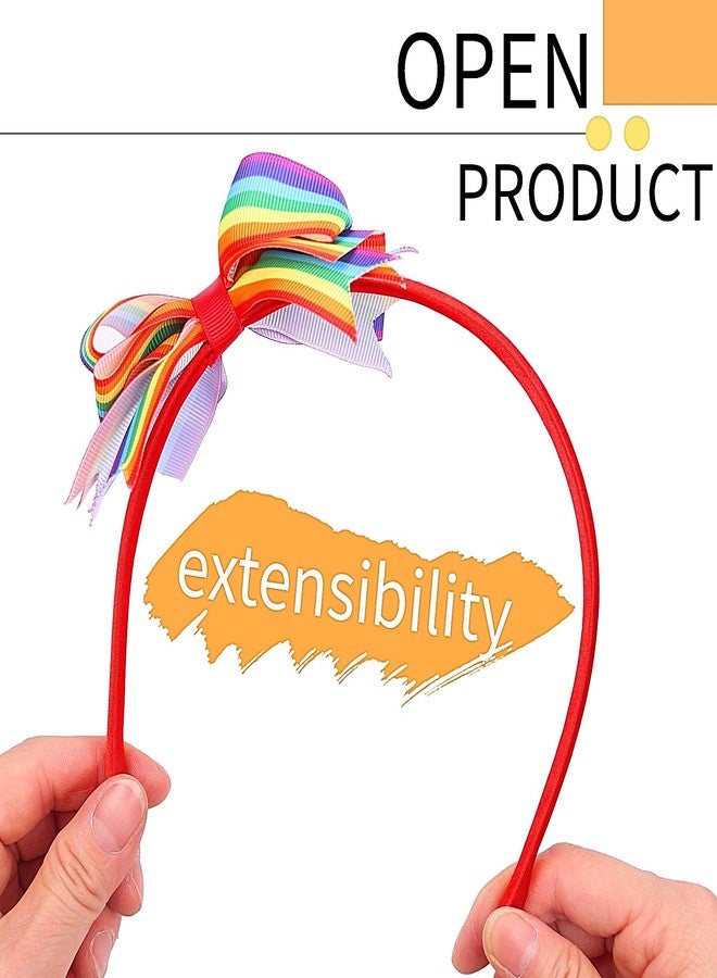 Doneace Rainbow Headband Gay Pride Day Hair Accessories for Girls Kids Ribbon Bow Head Bopper Rainbow Hairband LGBT Pride Decorations for Women Men Parade Party Decor Wedding Birthday 1PCS - Image 3
