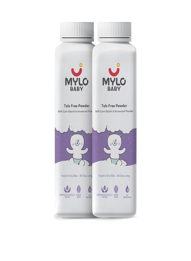 Mylo Care Talc-Free Baby Powder with Corn Starch | Made Safe Australia Certified | Absorbs Extra Oil, Relieves Itchiness & Softens Skin | Safe for All Skin Types (100g (Pack of 2)) - Image 1