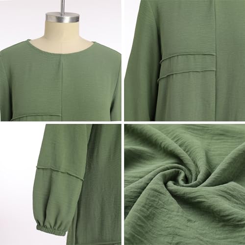 ODIZLI Abaya Kaftans for Women Modern Elegant Dubai Caftan Arabic Party Wear Beach Kaftan Dress Top Wide Leg Pants Prayer Clothes For Muslim Women Muslim Clothes Eid Ramadan Outfit Sage Green cc S - Image 4