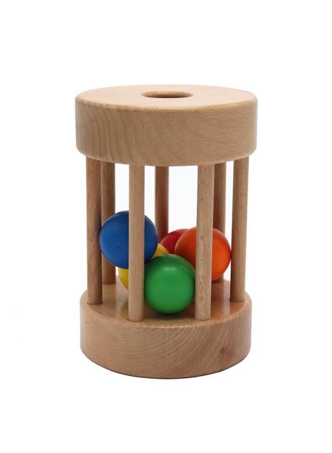 Montessori Early Childhood Teaching Aids Rolling Drum Baby Logical Thinking Hand-eye Coordination Training Toy Wooden Puzzle-Color:Rolling Drum - Image 5