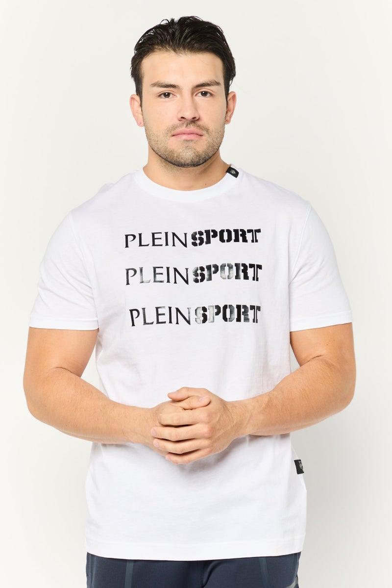 PHILIPP PLEIN Plein Sport Men Sportswear Fit Short Sleeve Outdoor T-Shirt, White - Image 1
