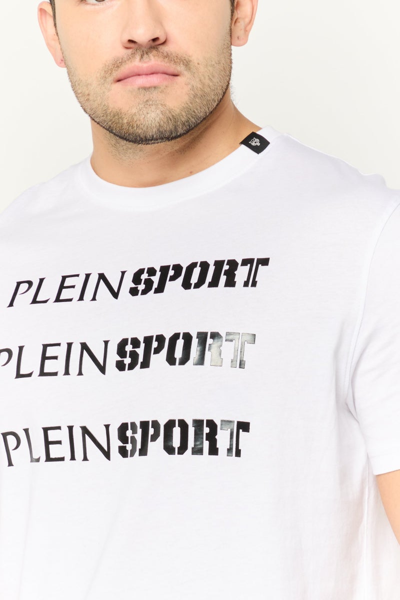 PHILIPP PLEIN Plein Sport Men Sportswear Fit Short Sleeve Outdoor T-Shirt, White - Image 3