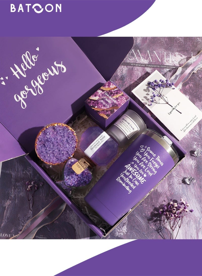 باتون سلة هدايا للنساء - هدايا عيد ميلاد للنساء، مجموعة سلة هدايا سبا للاسترخاء، أفكار هدايا فريدة للنساء، هدايا للأم أو الأخت أو الصديقة أو الزوجة أو زميلة العمل أو المعلمة أو الممرضة (هدية رمضان/ذكرى سنوية لها) - Image 2