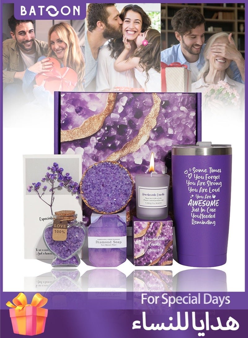 باتون سلة هدايا للنساء - هدايا عيد ميلاد للنساء، مجموعة سلة هدايا سبا للاسترخاء، أفكار هدايا فريدة للنساء، هدايا للأم أو الأخت أو الصديقة أو الزوجة أو زميلة العمل أو المعلمة أو الممرضة (هدية رمضان/ذكرى سنوية لها) - Image 1