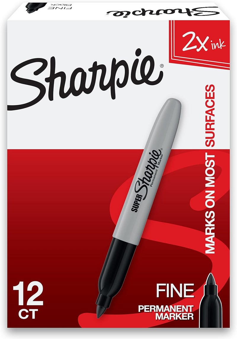 Sharpie Super Permanent Markers Fine Point Black 12 Count - Image 1