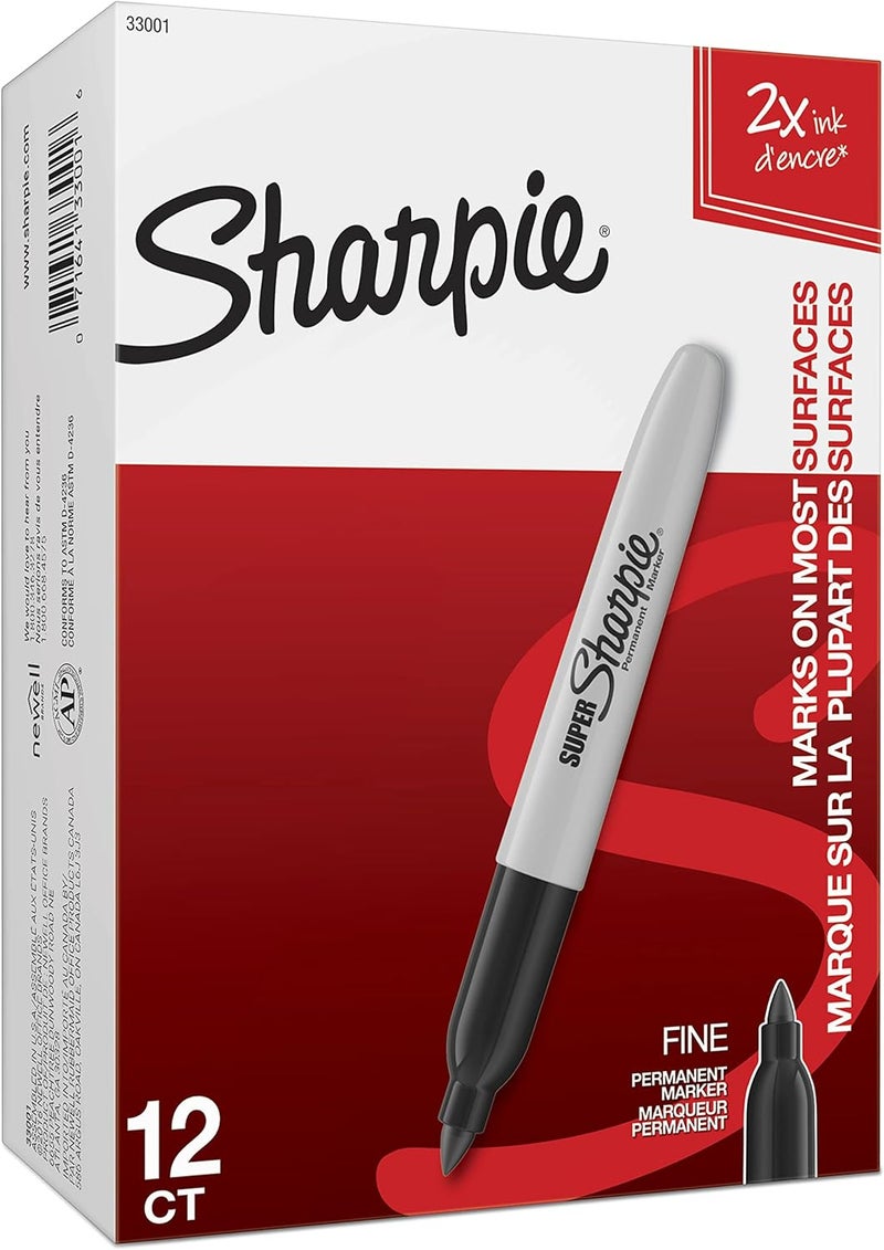 Sharpie Super Permanent Markers Fine Point Black 12 Count - Image 5
