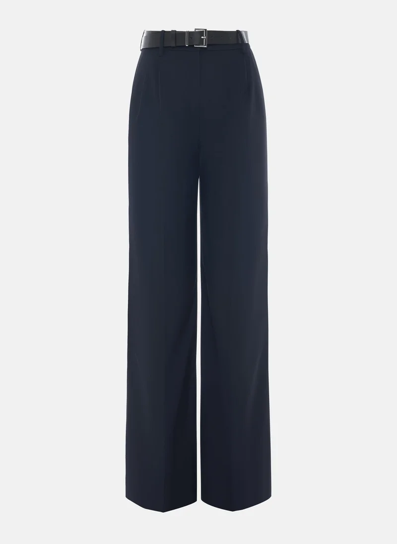 ليتشي سروال بقطع واسع بحزام عريض من الجلد البيئي