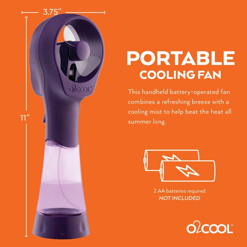 O2COOL 2 Pack Elite Battery Powered Handheld Water Misting Fans (Purple) - Image 5