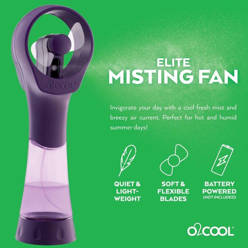 O2COOL 2 Pack Elite Battery Powered Handheld Water Misting Fans (Purple) - Image 2