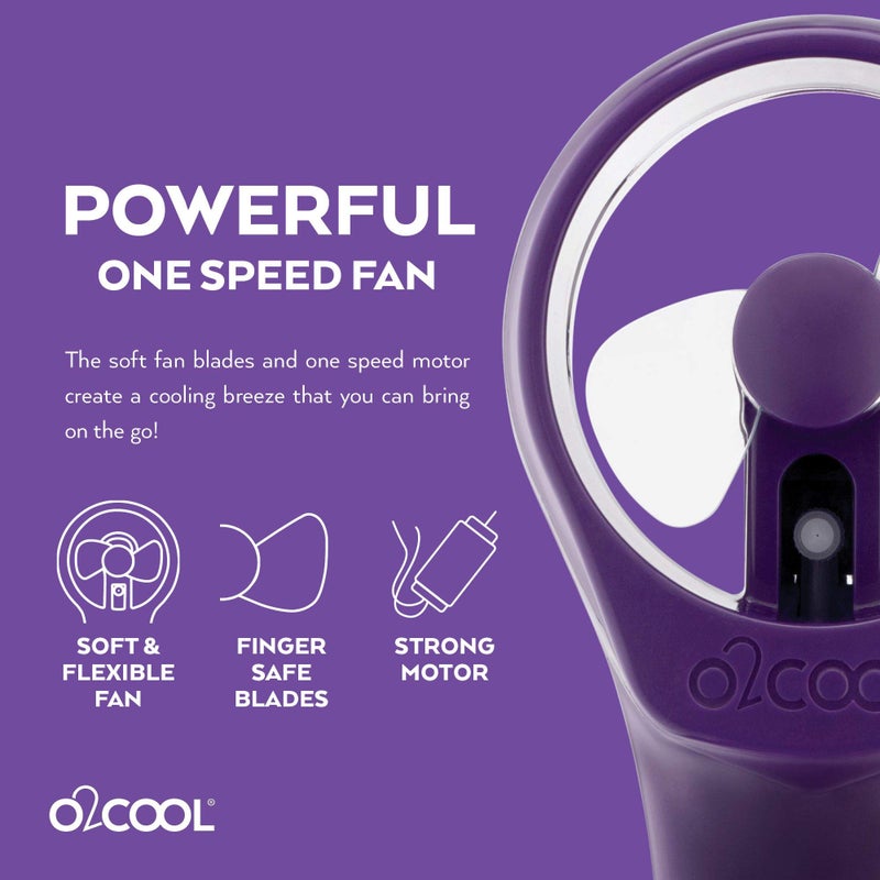 O2COOL 2 Pack Elite Battery Powered Handheld Water Misting Fans (Purple) - Image 4