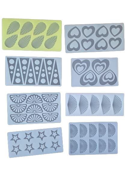 SHOAIB Cake garnishing Chocolate Mold Combo Pack of 8 Mold Fan Shape Heart Shape Star Shape Triangle Shape Leaf Shape Chocolate Mould for Cake Decoration and Cake garnishing - Image 1