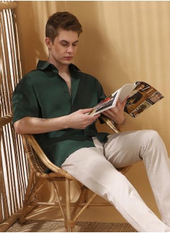 Dennis Lingo Sage Relaxed fit Shirts Solid design crafted from 100% Cotton featuring Half Sleeve with Button closure.  - Image 1