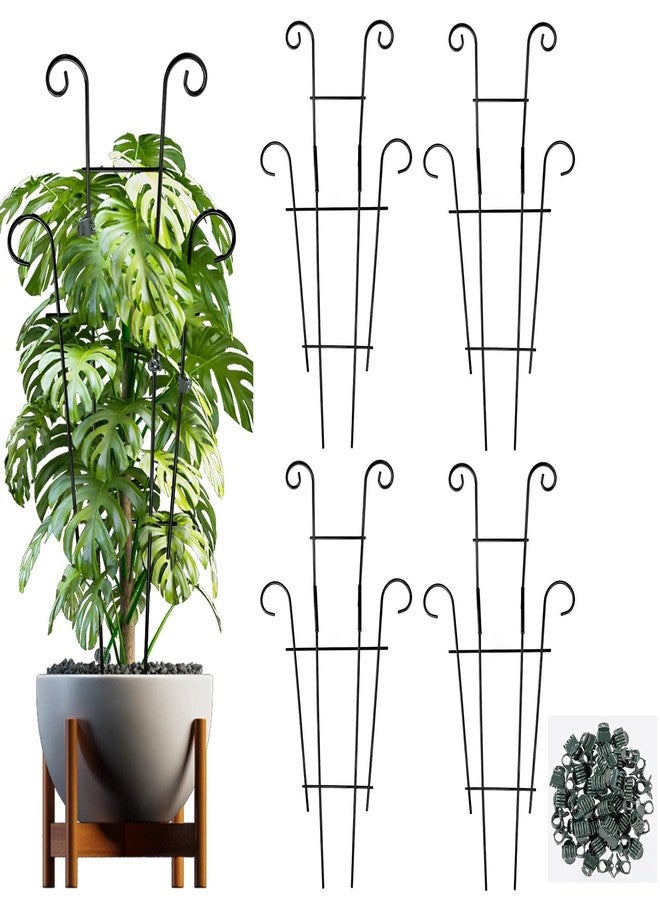 Dntorx 25.6 Inch Plant Trellis for Climbing Plants, 4 Pack Metal Garden Trellis for Potted Plants Indoor House Plant Climber Support Stakes with Plant Clips for Monstera Pothos Hoya Ivy Flower - Image 1