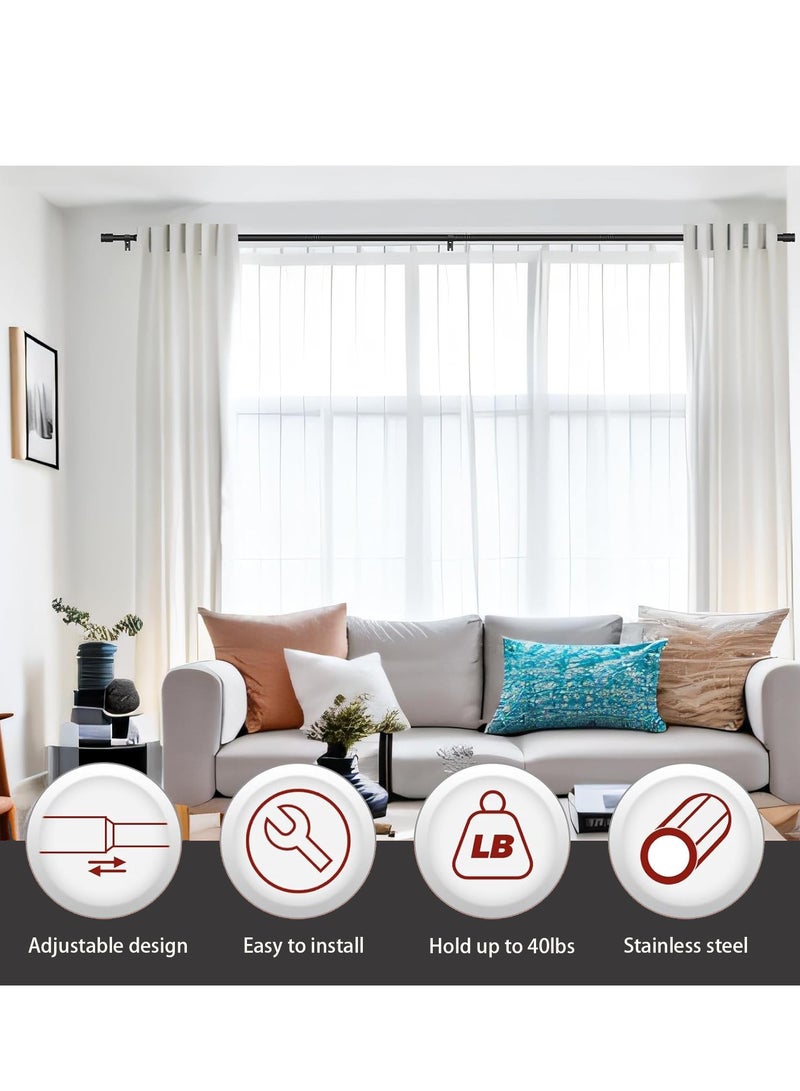 Heavy Duty Curtain Rods for Windows , 1 inch Diameter Long Curtain Rod with Brackets,Adjustable Curtain Rod for Living room,Bedroom - Image 2
