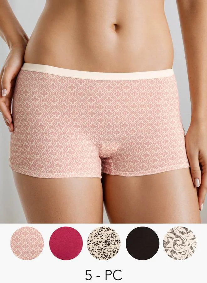 سبلاش فيڤ طقم  قطع - سراويل داخلية بوي ليج بخصر مطاطي