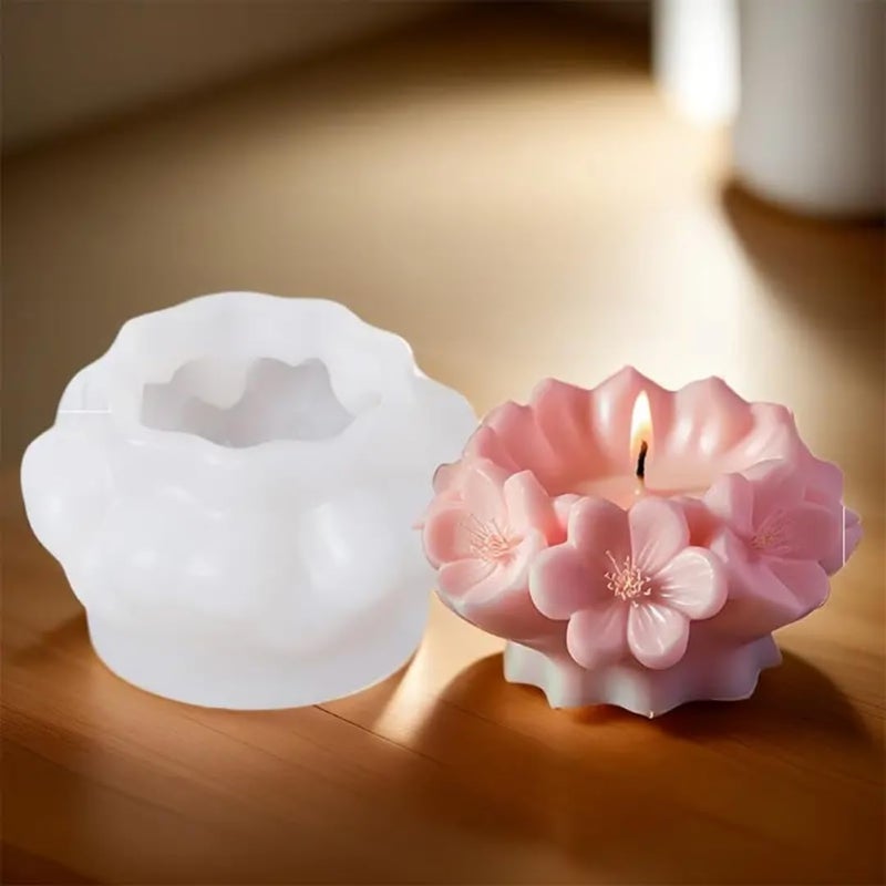 Skytail Skytail Blossom Flower Silicone Candle Mould for Candle Making Aromatherapy Lotus Candle Wax Melts Home Decoration 3D Flower Cupcake Baking Mould Cookies Muffin Soap Floral Molds  - Image 4