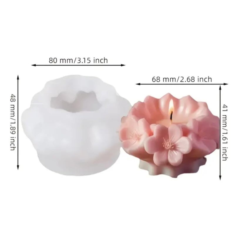 Skytail Skytail Blossom Flower Silicone Candle Mould for Candle Making Aromatherapy Lotus Candle Wax Melts Home Decoration 3D Flower Cupcake Baking Mould Cookies Muffin Soap Floral Molds  - Image 2