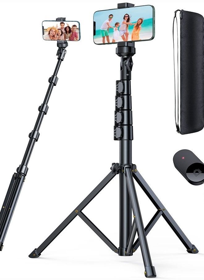 andobil - 62'' iPhone Tripod Stand with Remote, Tripod for Samsung Galaxy S23 Ultra, Extendable Cell Phone Stand Lightweight Tripod Fit for iPhone 14 Pro Max, Samsung S22 S21, Android/Camera/GoPro - Image 1