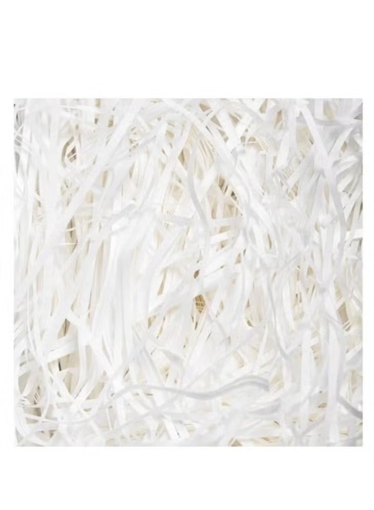 100 gram Raffia Paper Shreds Strands Eco friendly Shredded Crinkle Confetti Crinkle Cut Paper Filling Shredded Paper for Hamper Gift Box Filling (White) - Image 1