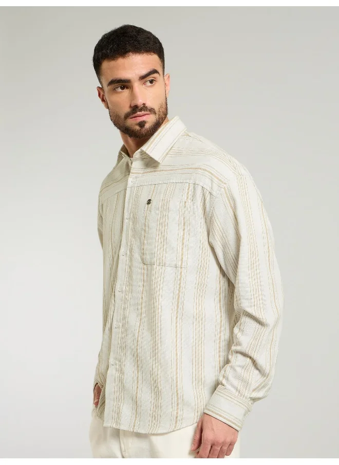 Beyoung White Striped Cotton Shirt