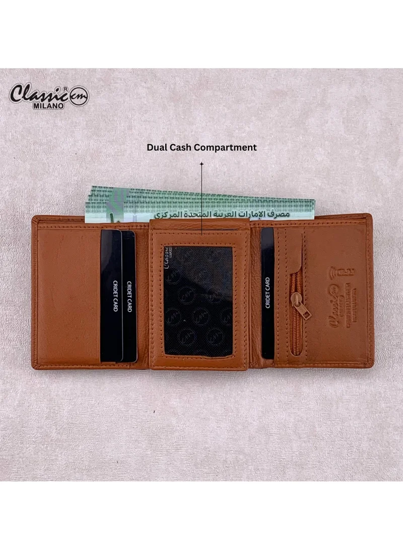 Classic Milano Classic Milano Men’s Wallet – Slim Bifold Leather Wallet for Men with RFID Blocking, Multiple Card Slots & Middle Zip – Stylish Mens Purse Wallets Gift for Husband, Father