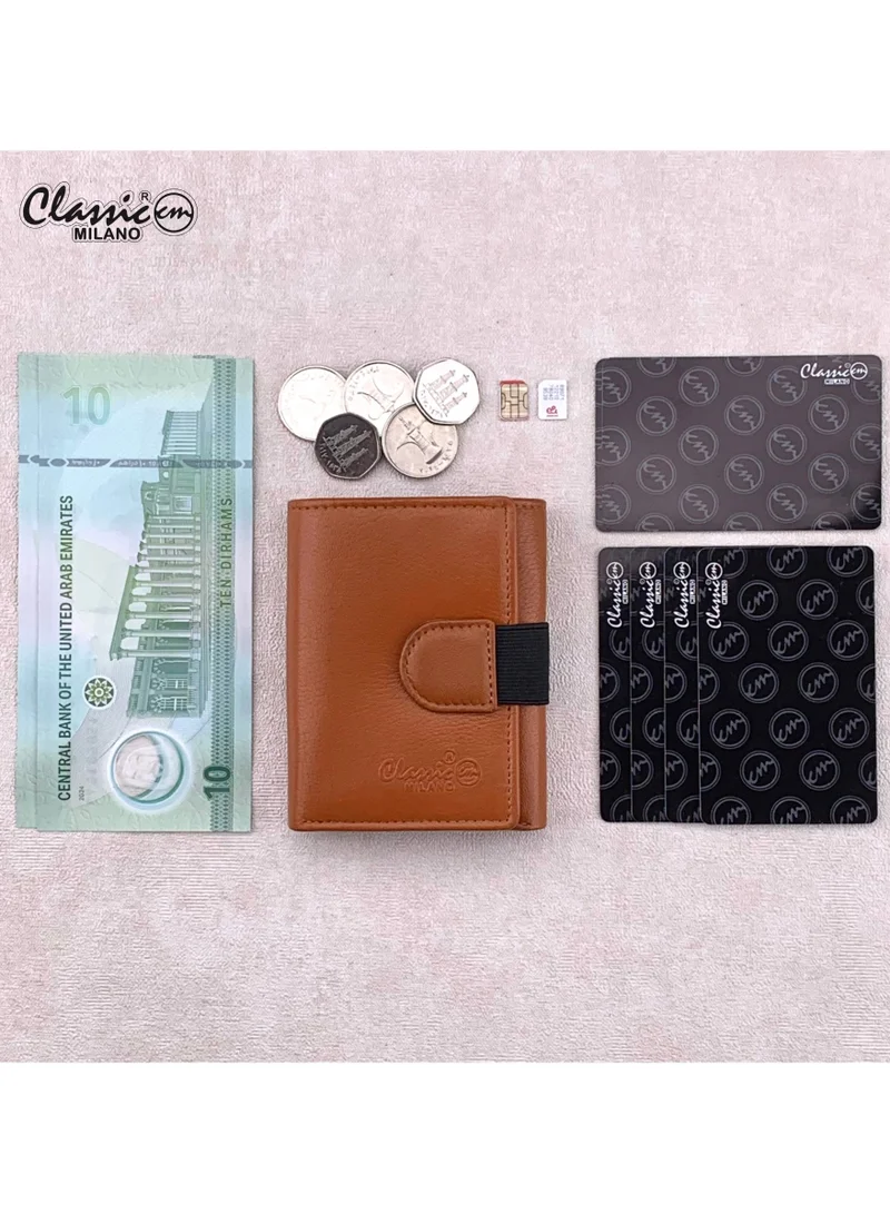 Classic Milano Tan (GTF-10-EM) Classic Milano Men’s Wallet – Slim Bifold Leather Wallet for Men with RFID Blocking, Multiple Card Slots & Middle Zip – Stylish Mens Purse Wallets Gift for Husband, Father for Men | Best Price UAE