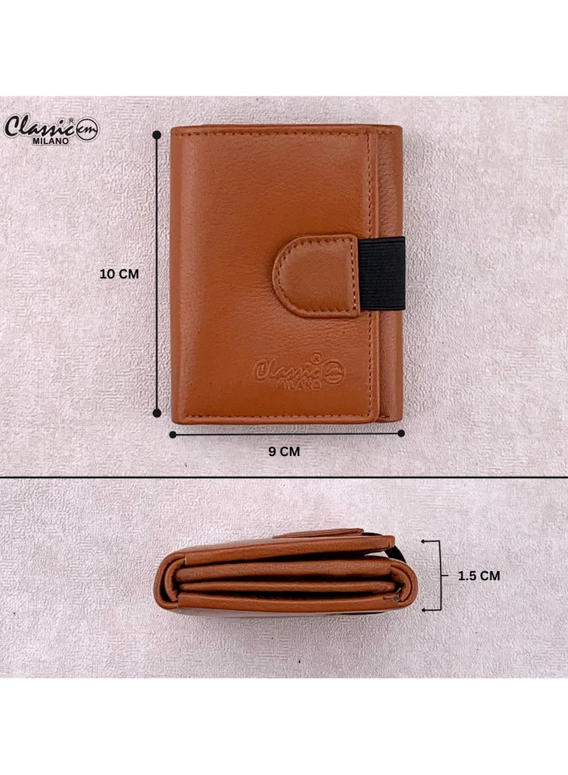 Classic Milano Tan (GTF-10-EM) Classic Milano Men’s Wallet – Slim Bifold Leather Wallet for Men with RFID Blocking, Multiple Card Slots & Middle Zip – Stylish Mens Purse Wallets Gift for Husband, Father for Men | Best Price UAE